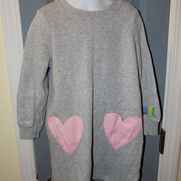 Hanna Andersson Gray LS Dress W/Heart Pockets - Picture 1 of 3